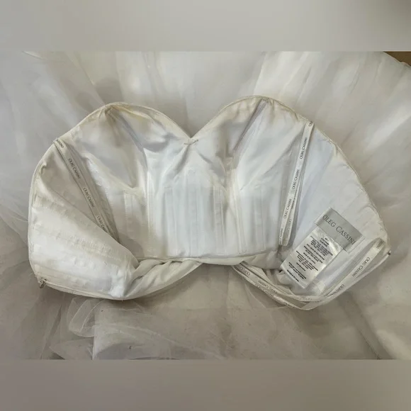 Oleg Cassini Strapless Wedding Dress with Beading A-line - Picture 10 of 14